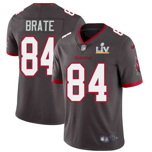 Men's Grey Tampa Bay Buccaneers #84 Cameron Brate 2021 Super Bowl LV Limited Stitched Jersey